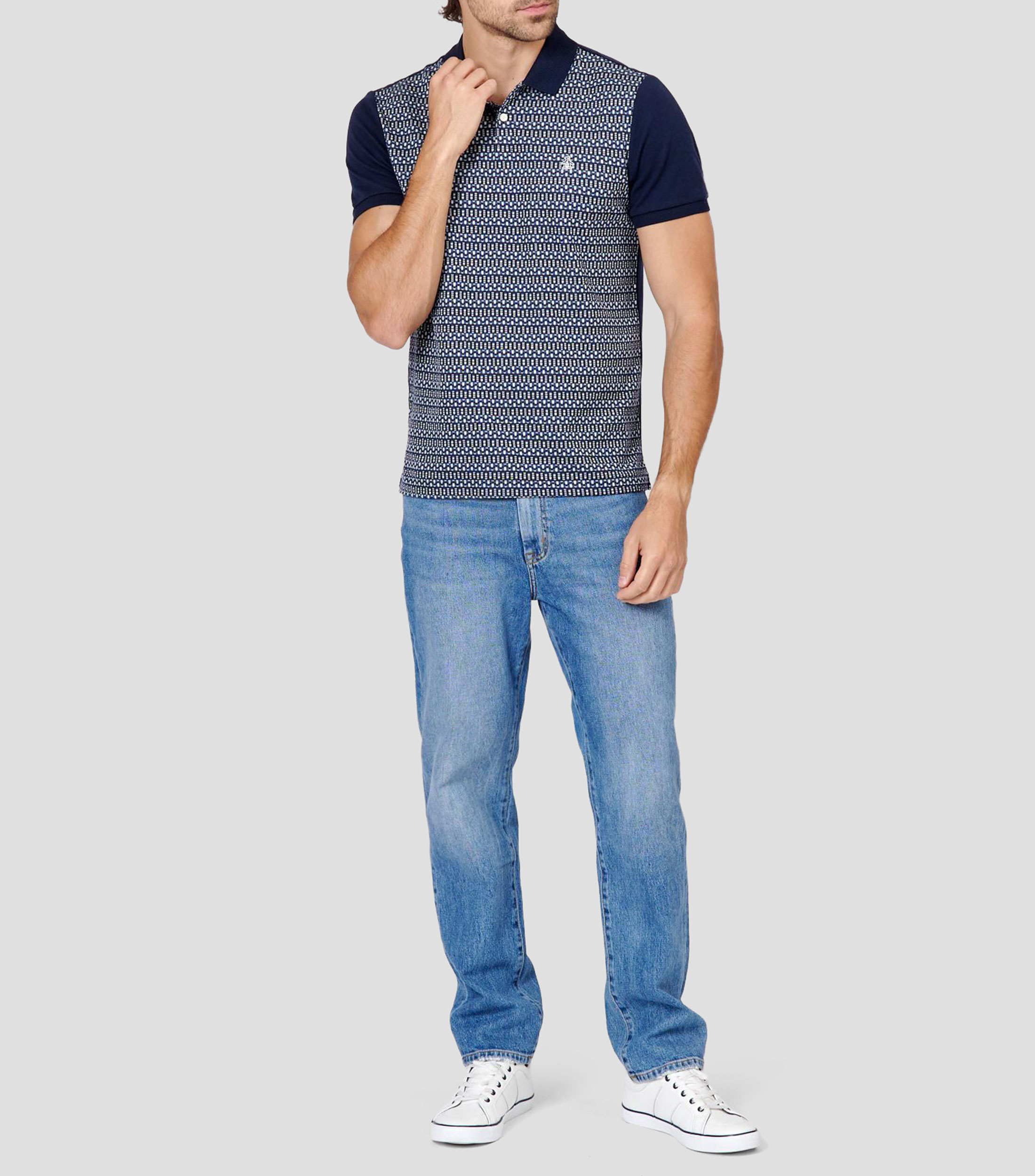 Playera tipo polo manga corta microdiseño Hombre